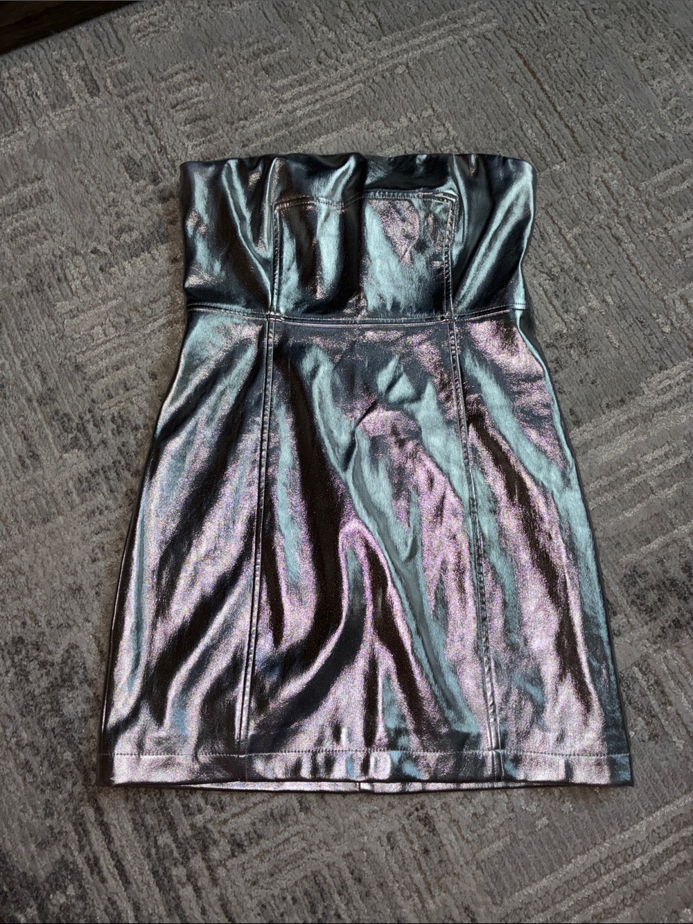Forever 21 Iridescent Strapless Mini Dress in Black with Purple Sheen